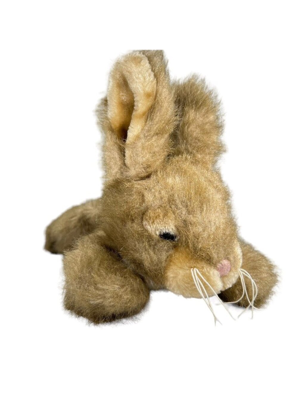Vtg Plush Bunny Rabbit DAS Distributors 12" Beige Brown White Ears Cottontail